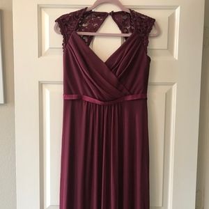David's Bridal Lace Cap Sleeves Bridesmaid Dress